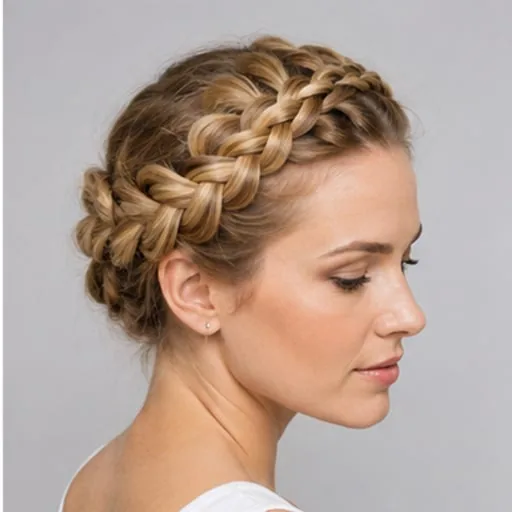 Braided Crown — Parting, braid direction and thickness define the outline and face framing.