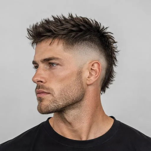 Mohawk Fade — Short lengths make the crown texture, hairline and side profile more visible.