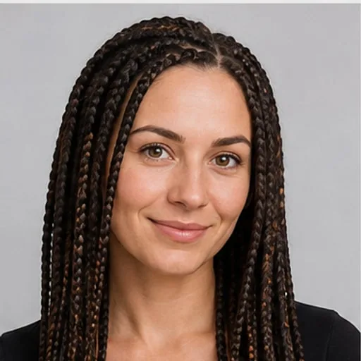 Box Braids — Parting, braid direction and thickness define the outline and face framing.