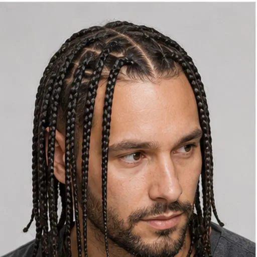 Box Braids — Parting, braid direction and thickness define the outline and face framing.
